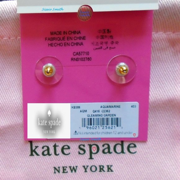 ♠️ Kate Spade ♠️️ Gleaming Aquamarine Gardenia Flower Studs - Picture 2 of 5